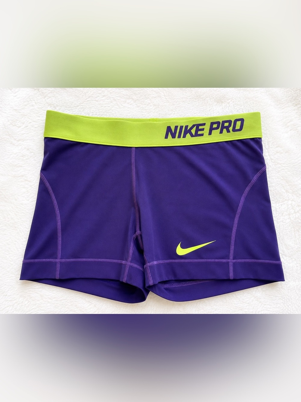 Nike Pro Purple & Lime Green Dri-FIT Compression Shorts Women’s Medium